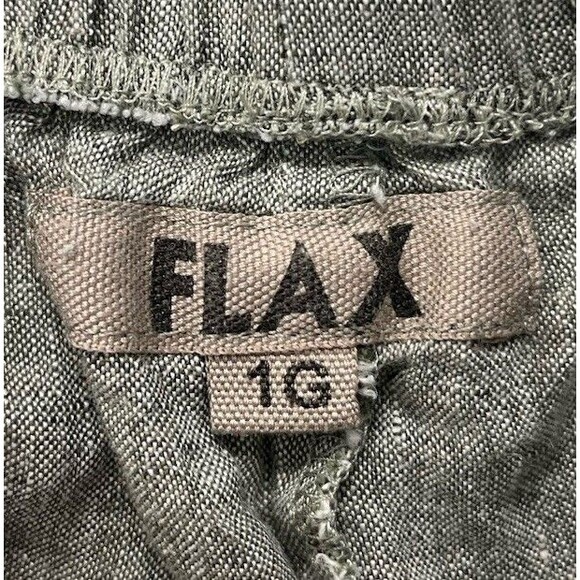 Flax Pull On 100% Linen Pants Womens Gray Wide Leg Pockets Relaxed Elastic (1G) - Picture 7 of 10